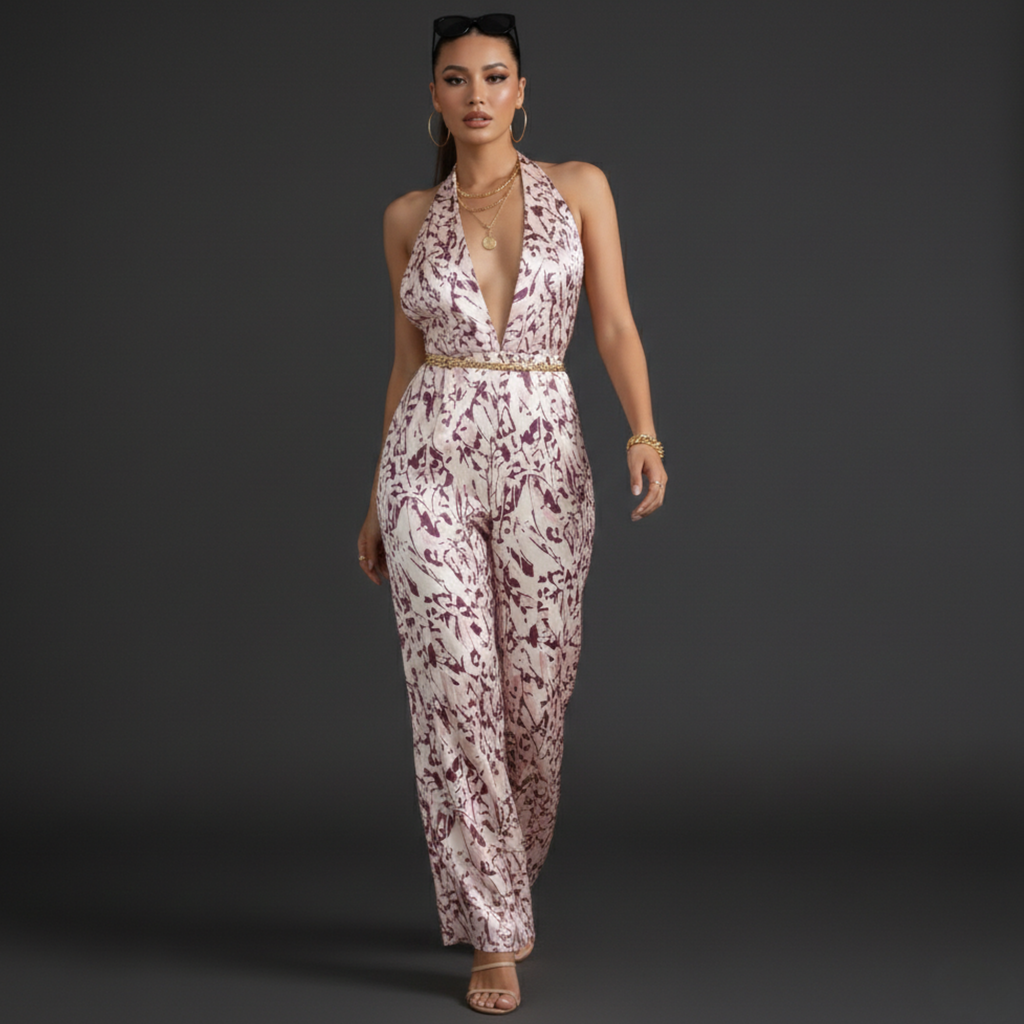 Jumpsuit lungo a V