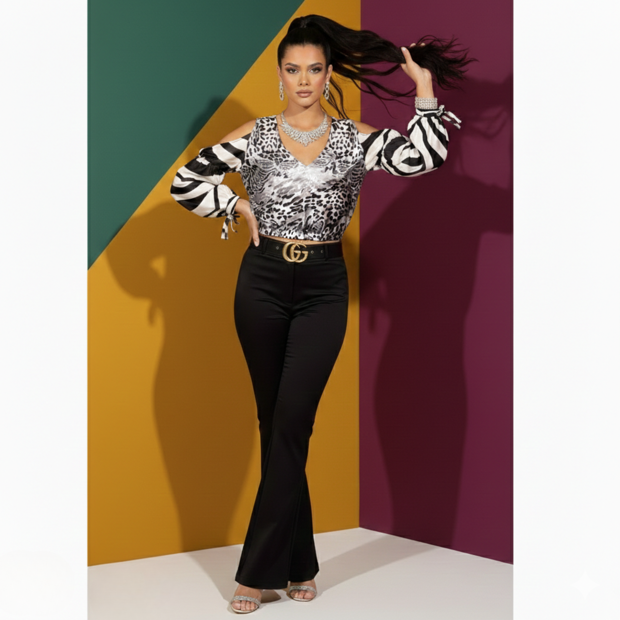 Outfit zebra argento