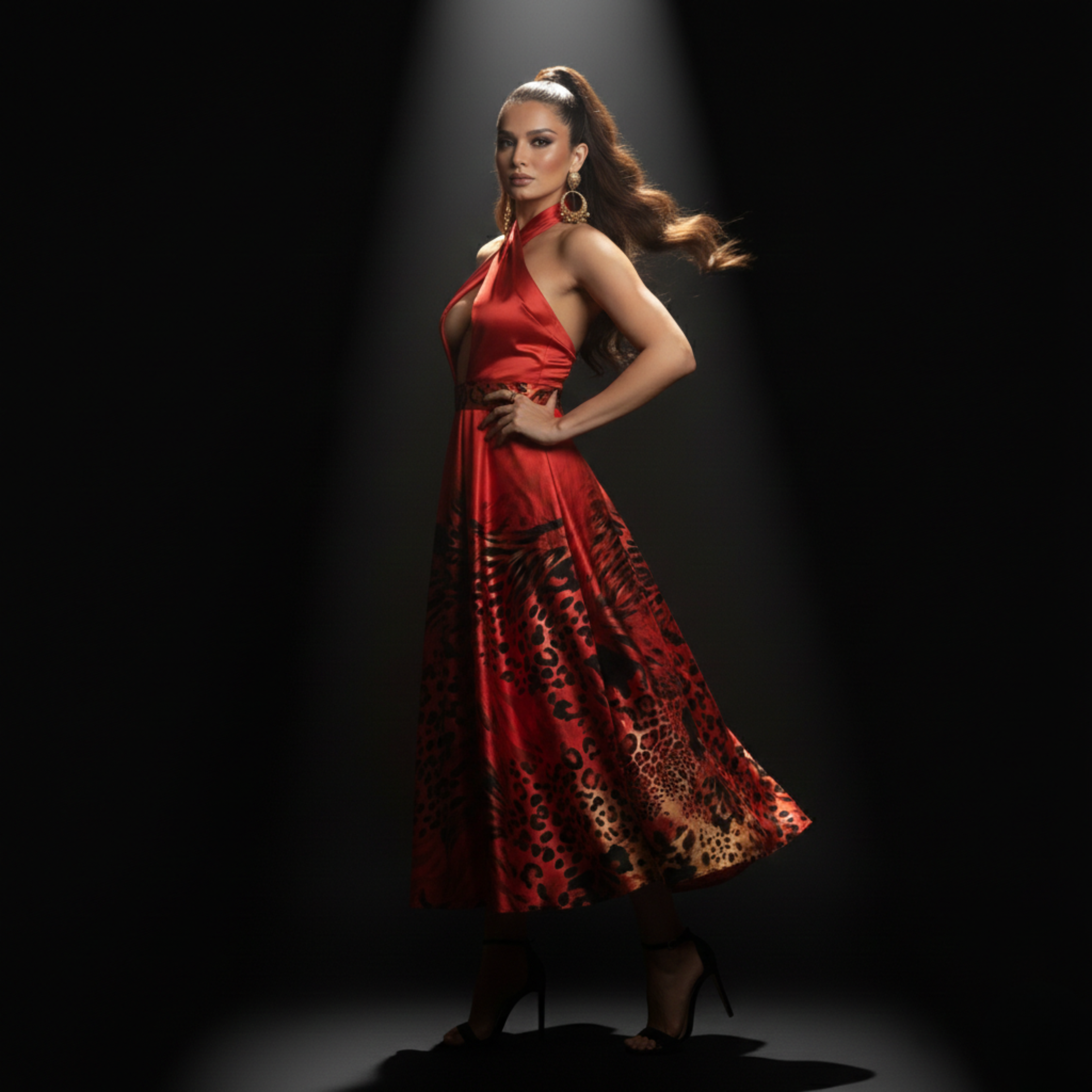 Abito leopardato rosso