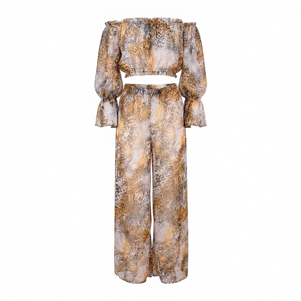 Outfit chiffon leopardato