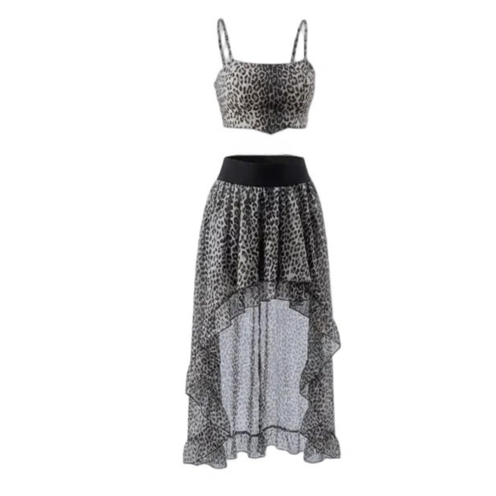 Silver Asymmetrical Leopard Outfit