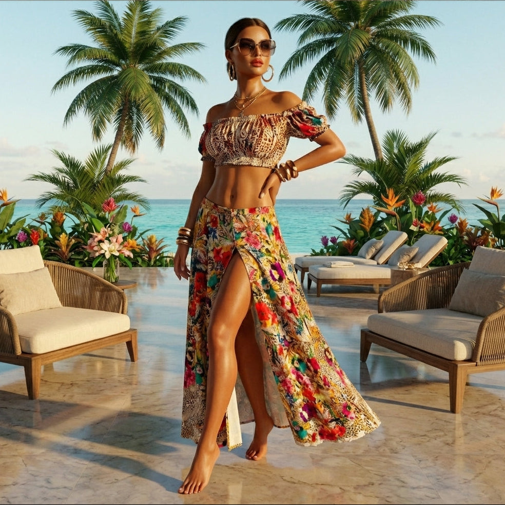 Outfit gonna pareo tropicale