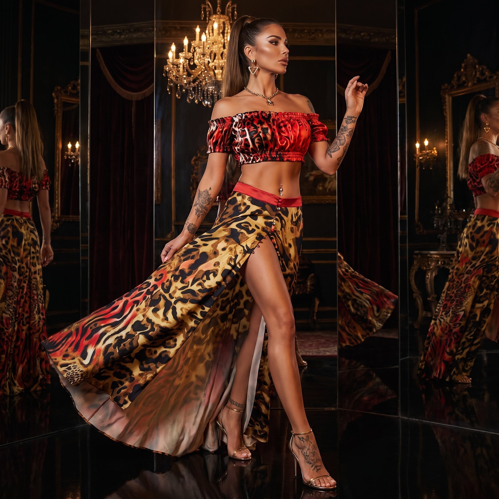 Red Pareo Skirt Outfit