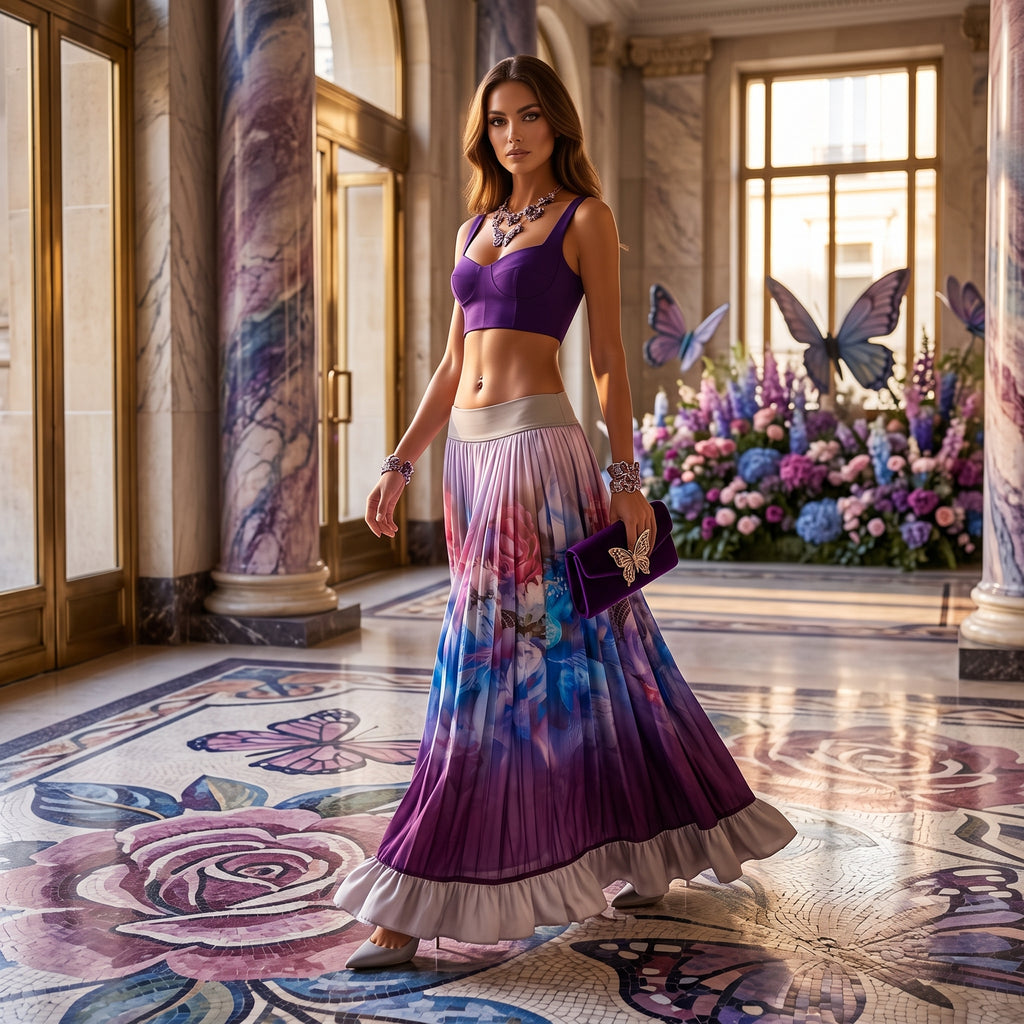 Purple Spring Boho Skirt