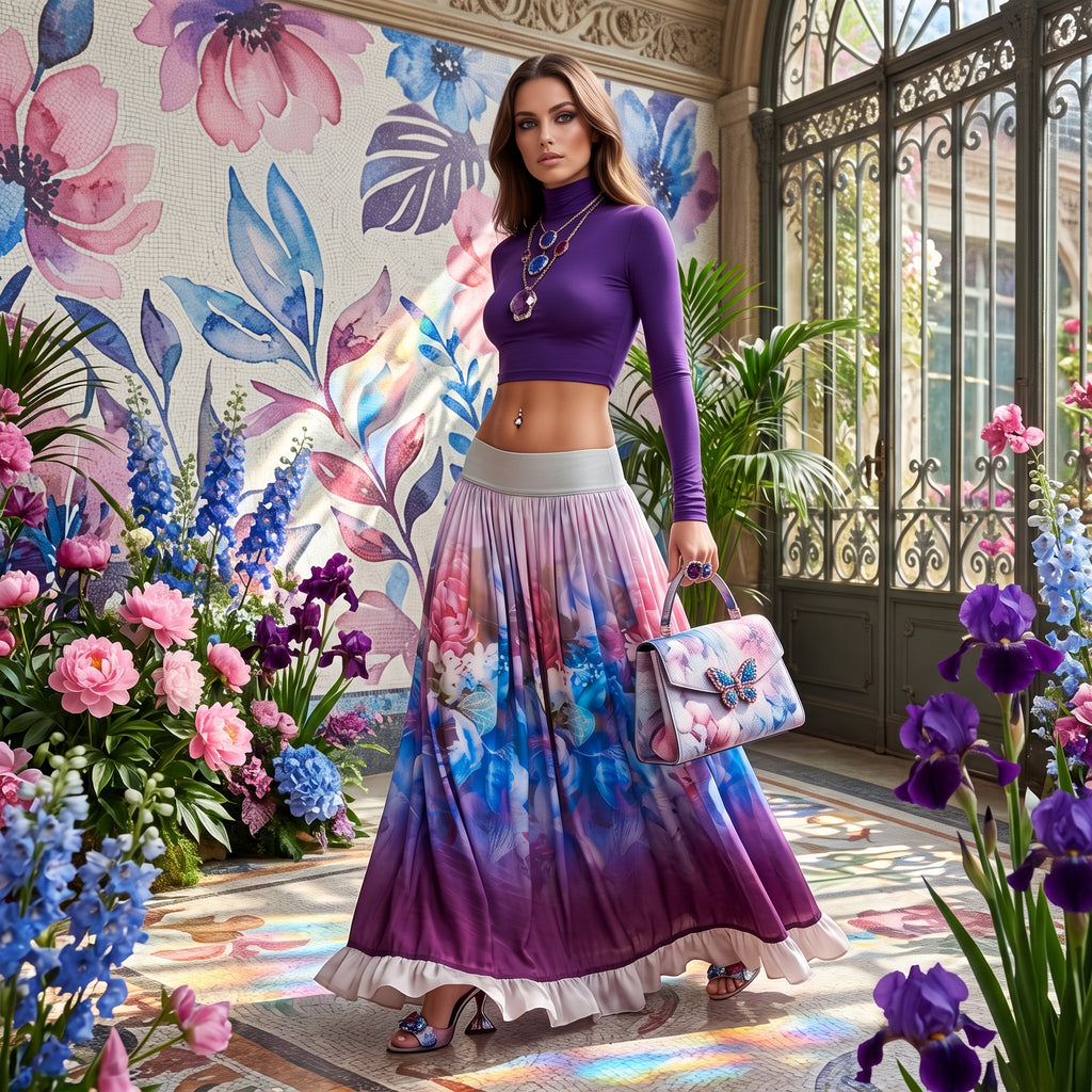 Purple Spring Boho Skirt
