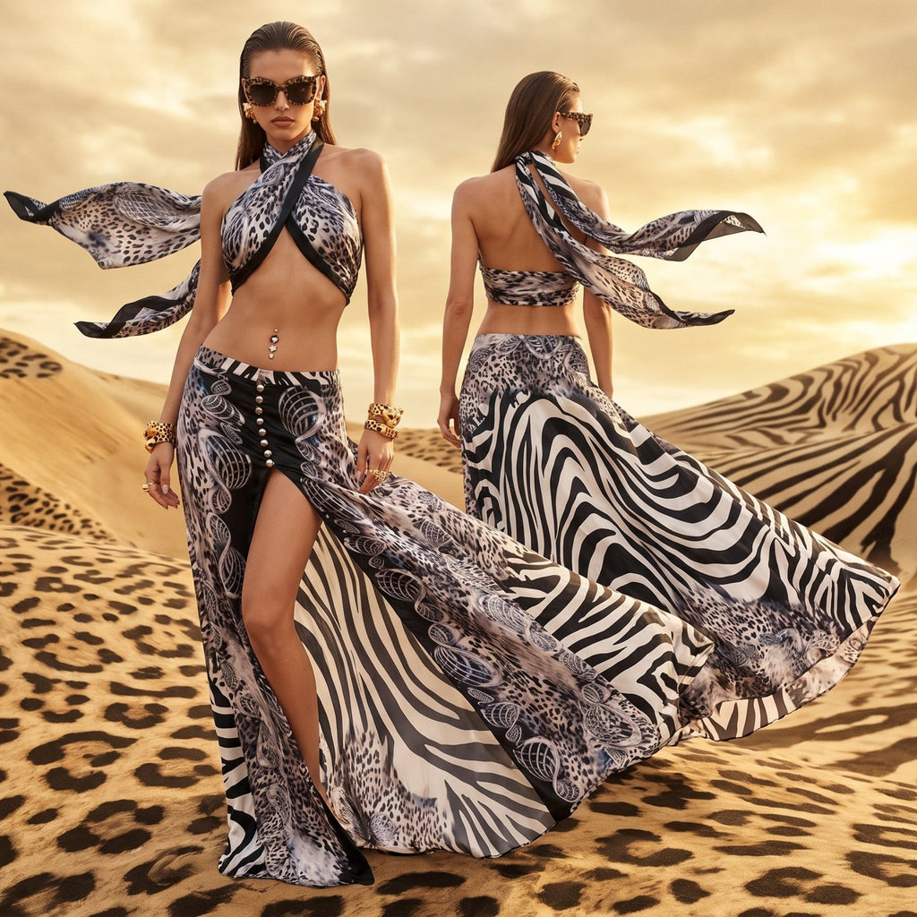 Silver Zebra Pareo Skirt