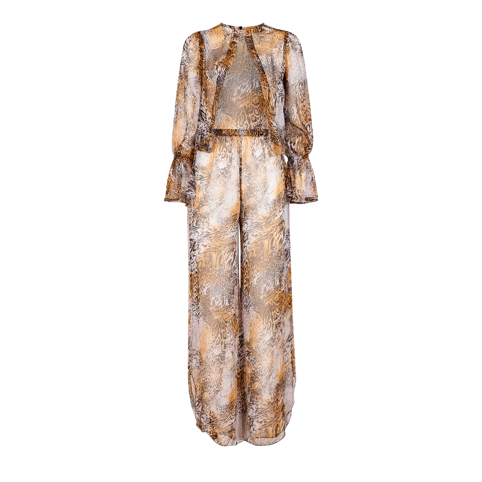 Completo in chiffon Leopard