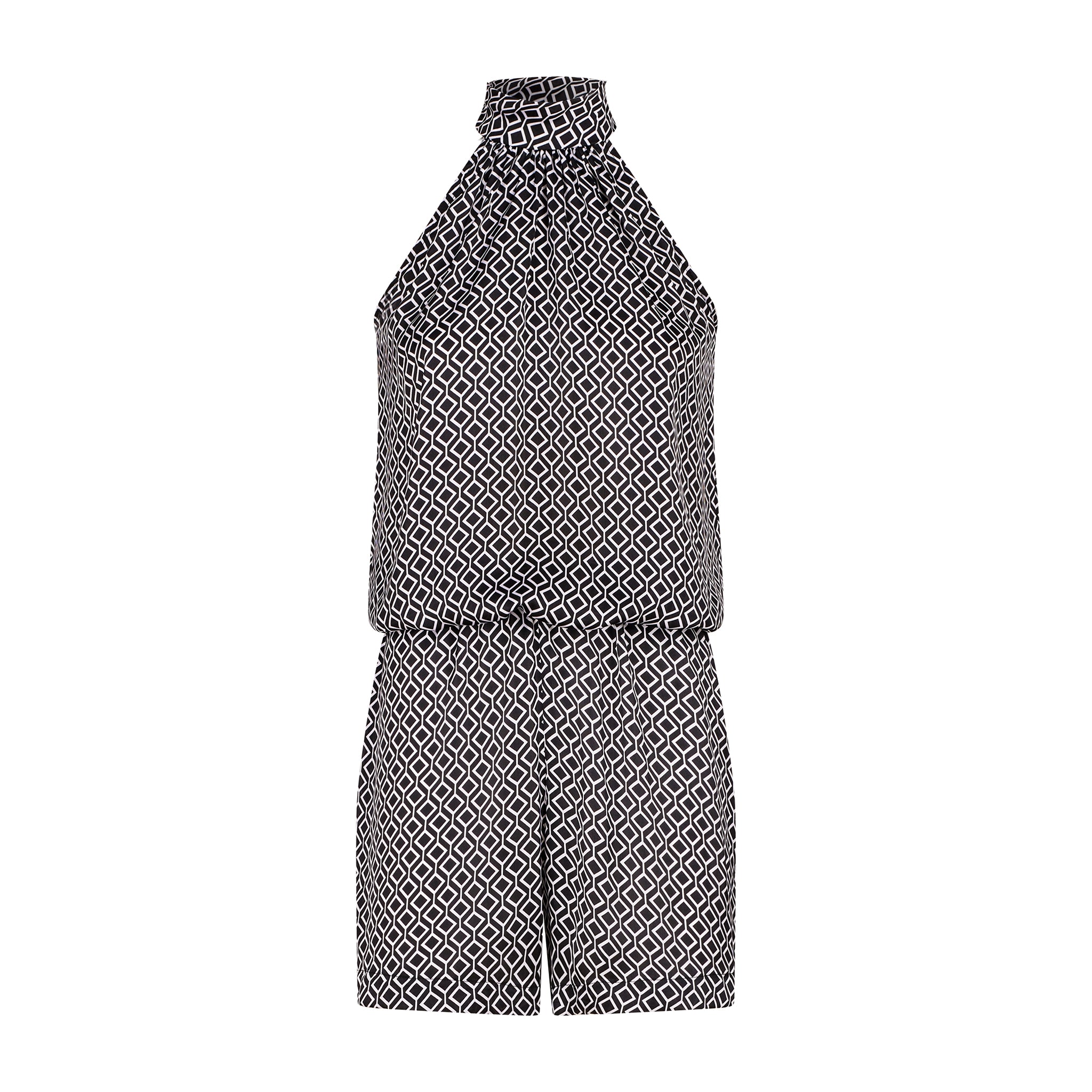 Jumpsuit corto ottico bianco e nero