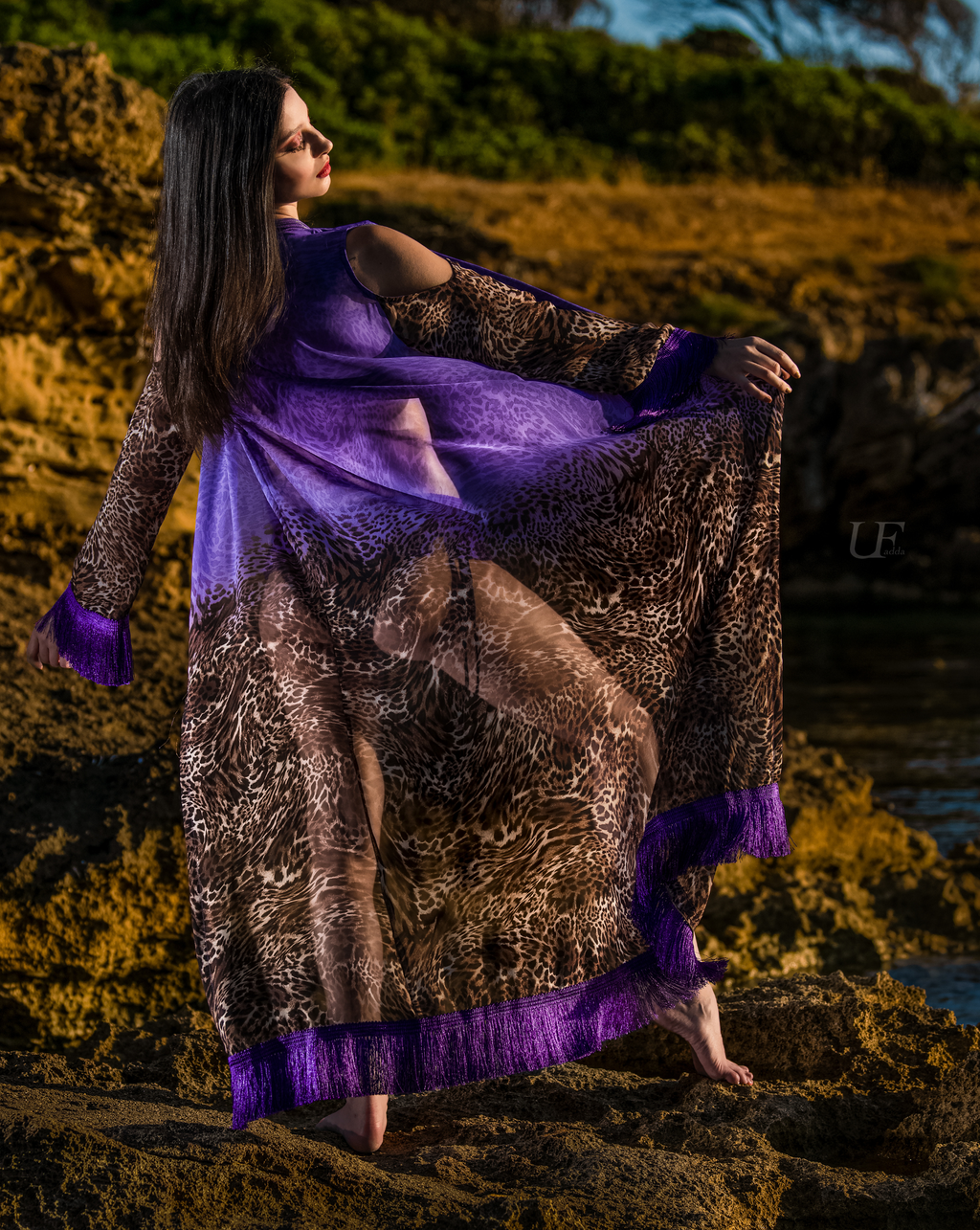 Kimono lungo leopardato da spiaggia